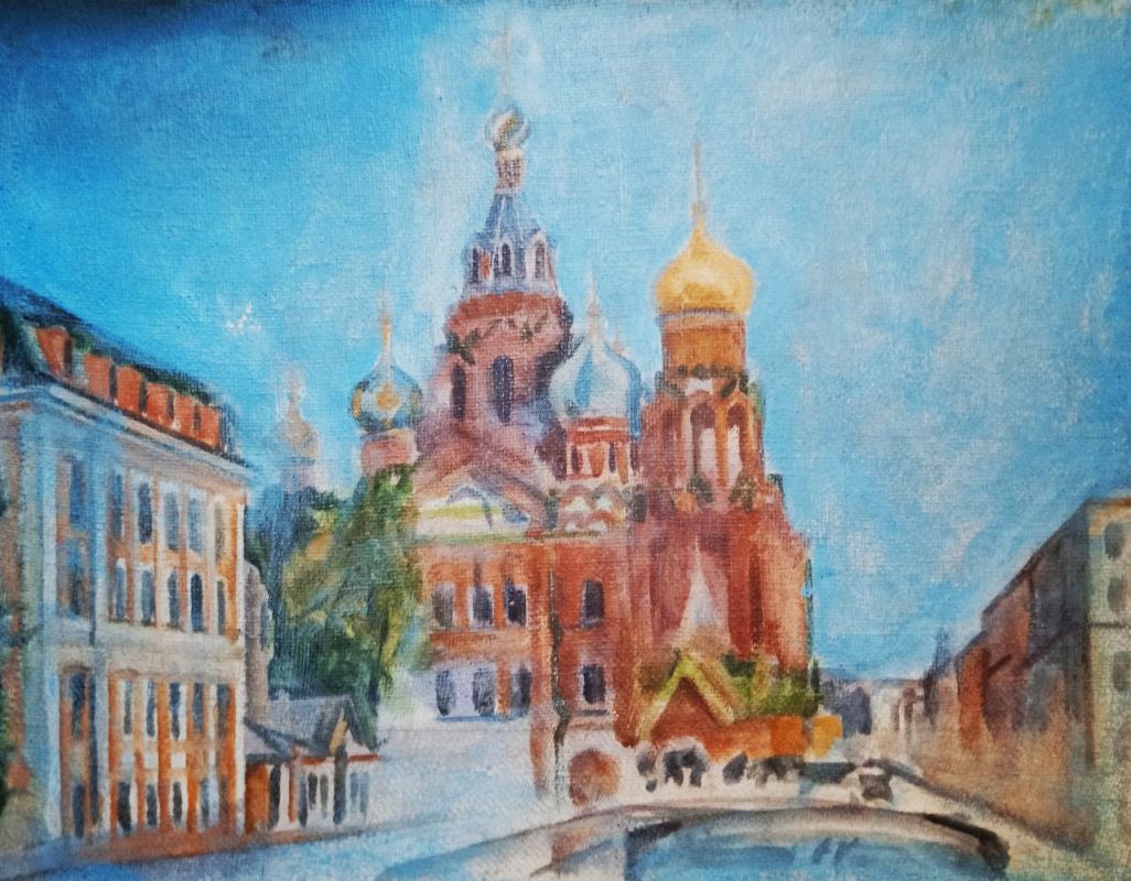 Картина 'Спас на Крови летний день' в жанре городской пейзаж